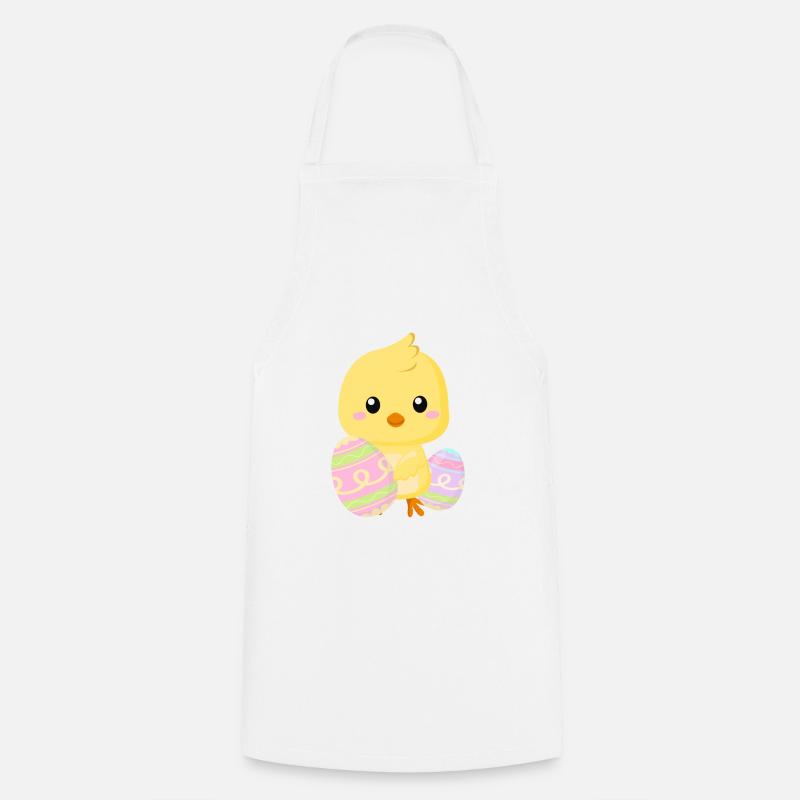 Mignon petit poussin de Pâques avec des oeufs de Pâques - Tablier de cuisine - blanc