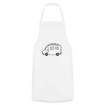 Motorhome Globetrotter Drawing - Cooking Apron - white - Front - AI Model Male 185 dark (185cm)