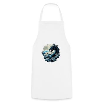 Mystischer blauer Drache mit Mond - Verzauberte Nacht - Kochschürze - Weiß - Vorne - AI Model Male 185 dark (185cm)