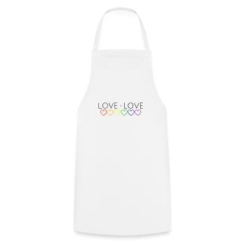 L'amour est l'amour Coeur chaîne arc-en-ciel - Tablier de cuisine - blanc - Devant - AI Model Male 185 dark (185cm)