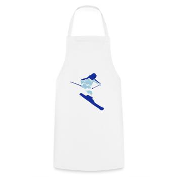 Skier and mountain silhouette - skiing, skiing - Cooking Apron - white - Front - AI Model Male 185 dark (185cm)