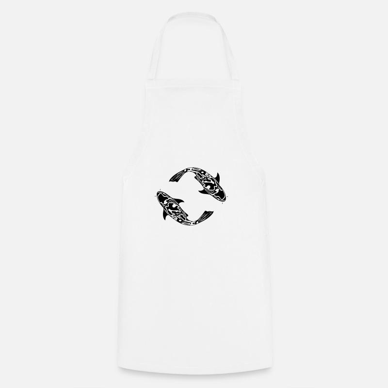 Deux poissons de carpe Koi Vector - Tablier de cuisine - blanc