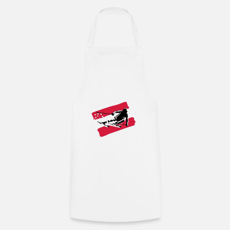 Ski Autriche, ski - Tablier de cuisine - blanc