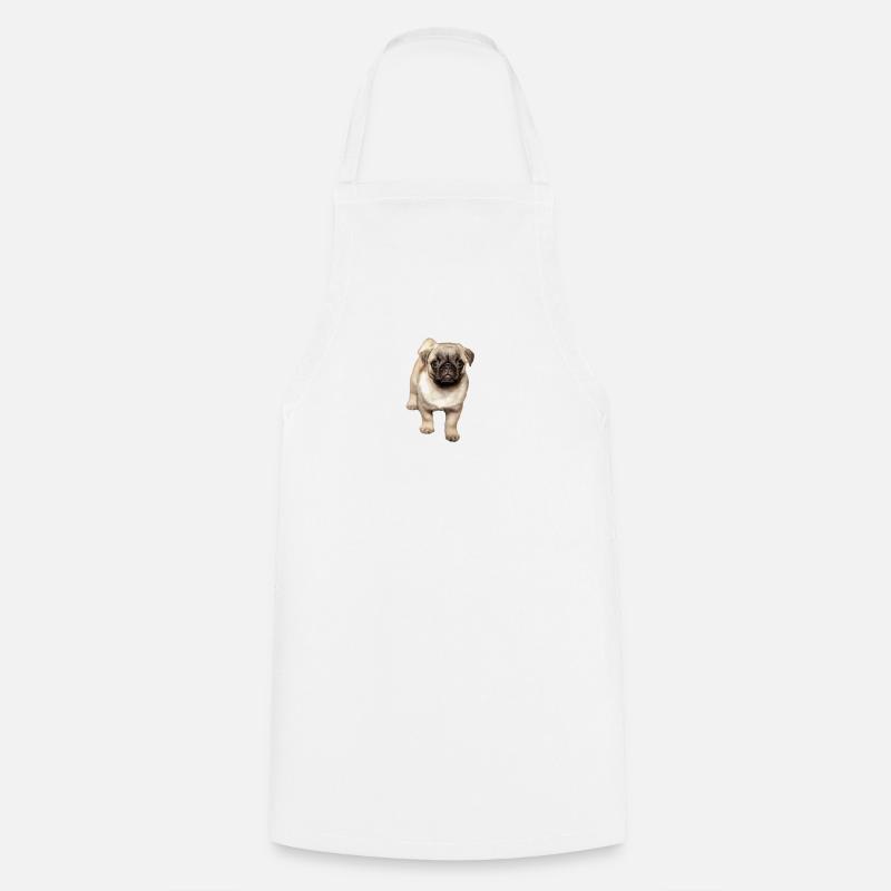 sweet squinting pug - Cooking Apron - white