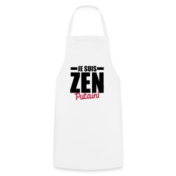 je suis zen putain - Tablier de cuisine - blanc - Devant - AI Model Male 185 dark (185cm)