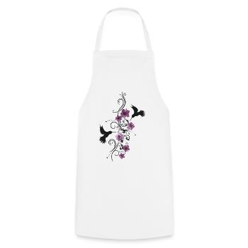 Hummingbird with hibiscus and tendril, watercolor style - Cooking Apron - white - Front - AI Model Male 185 dark (185cm)