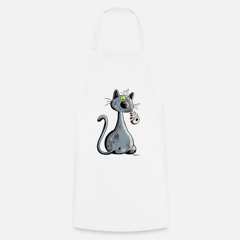 Chat - Tablier de cuisine - blanc