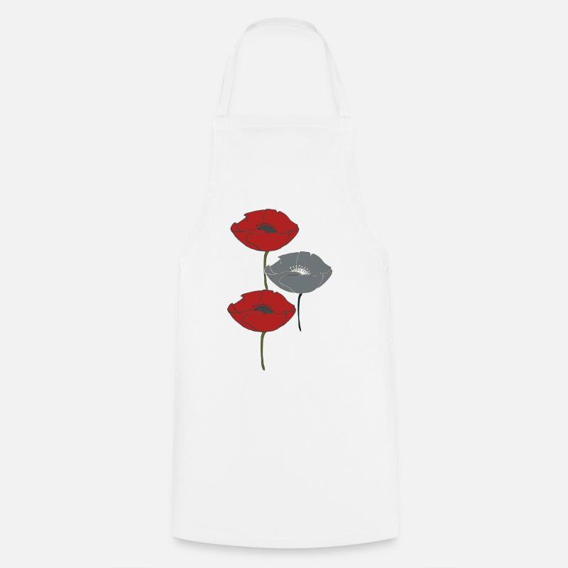 mohnblumen und grau - Kochschürze - Weiß