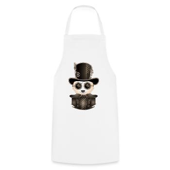 Panda Steampunk avec chapeau cylindre et lunettes en sépia - Tablier de cuisine - blanc - Devant - AI Model Male 185 dark (185cm)