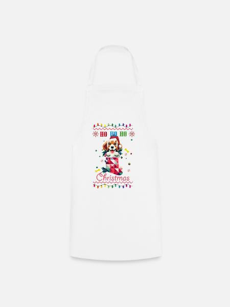 Beagle im Weihnachtsstrumpf im Ugly Christmas Stil - Kochschürze - Weiß