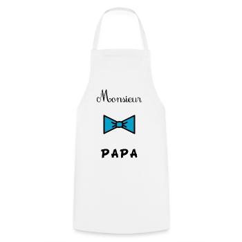DAD. FATHER'S DAY. HAPPY BIRTHDAY. HAPPY FATHER'S DAY. - Cooking Apron - white - Front - AI Model Male 185 dark (185cm)
