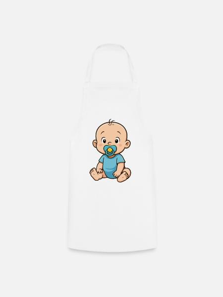 Spielerisches Baby mit Knuddel-Pacifier - Kochschürze - Weiß