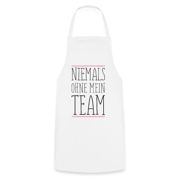niemals_ohne_team_01 - Cooking Apron - white - Front - AI Model Male 185 dark (185cm)