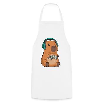 Capybara Gamer Videospiele Zocken Gaming Zocker - Kochschürze - Weiß - Vorne - AI Model Male 185 dark (185cm)