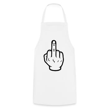 Hand middle finger - Cooking Apron - white - Front - AI Model Male 185 dark (185cm)