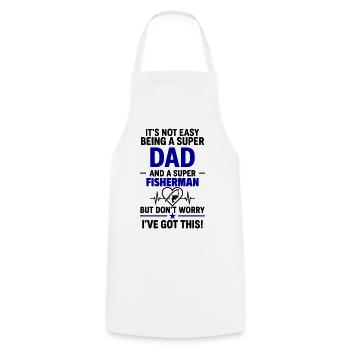Heart + Fishing – Super Papa Angler - Cooking Apron - white - Front - AI Model Male 185 dark (185cm)