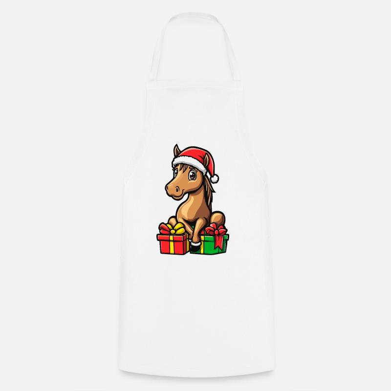 Cadeaux de Noël Cheval - Tablier de cuisine - blanc
