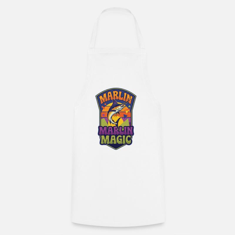 Marlin Magic Retro Sunset - Tablier de cuisine - blanc
