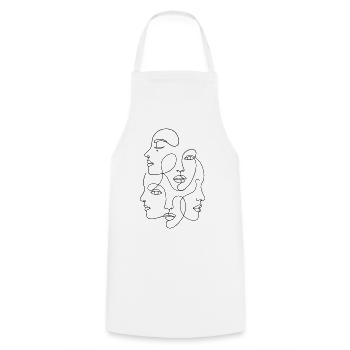 Multiface minimaliste en une ligne - Tablier de cuisine - blanc - Devant - AI Model Male 185 dark (185cm)