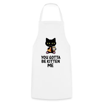 Chaton Chat - Tablier de cuisine - blanc - Devant - AI Model Male 185 dark (185cm)