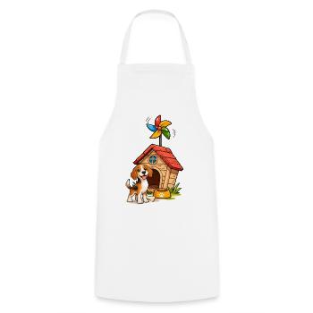 Beagle Dog Funny Dog House Fun Design - Cooking Apron - white - Front - AI Model Male 185 dark (185cm)