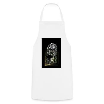 Stained Glass Window Silhouette - Cooking Apron - white - Front - AI Model Male 185 dark (185cm)