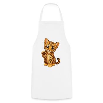 Kitten in leopard look - Cooking Apron - white - Front - AI Model Male 185 dark (185cm)