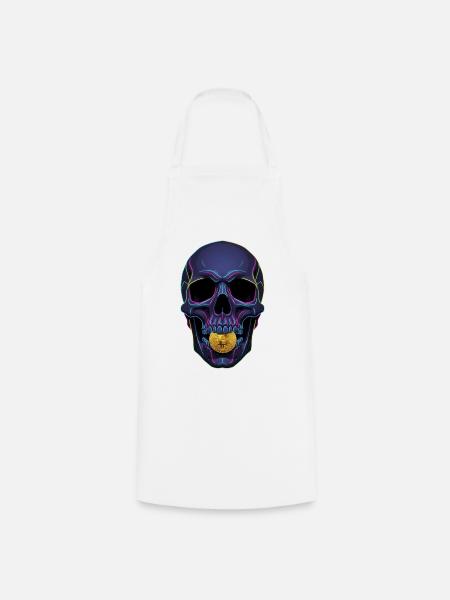 Bitcoin Skull Neon Cyberpunk Krypto Motiv - Kochschürze - Weiß