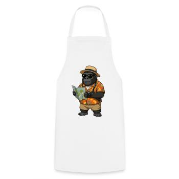 Voyageur Gorille en chemise hawaïenne - Tablier de cuisine - blanc - Devant - AI Model Male 185 dark (185cm)