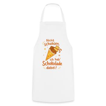 Schokolade dabei: Nicht schubsen! Einschulung - Kochschürze - Weiß - Vorne - AI Model Male 185 dark (185cm)