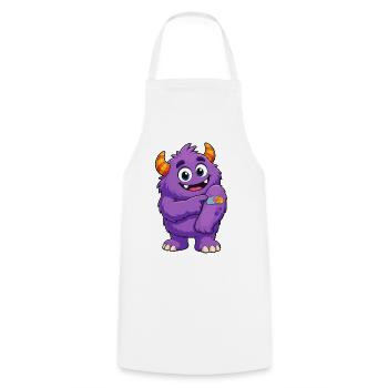Lila Monster mit Pflaster - Kochschürze - Weiß - Vorne - AI Model Male 185 dark (185cm)