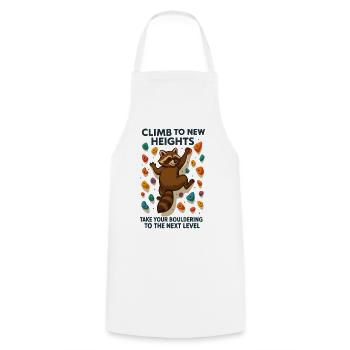 Bouldern Waschbär Motivation: Climb New Heights - Kochschürze - Weiß - Vorne - AI Model Male 185 dark (185cm)