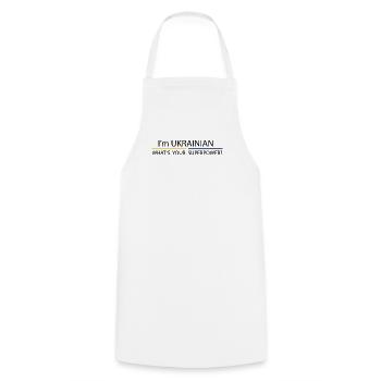 I'm Ukrainian, What's your superpower? - Cooking Apron - white - Front - AI Model Male 185 dark (185cm)