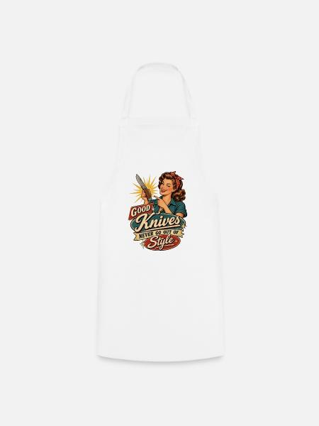 Retro Pinup Messer Stil - Kochschürze - Weiß