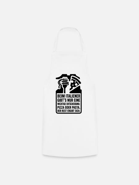 T-Shirt Spruch Pizza Oder Pasta Italiener - Kochschürze - Weiß