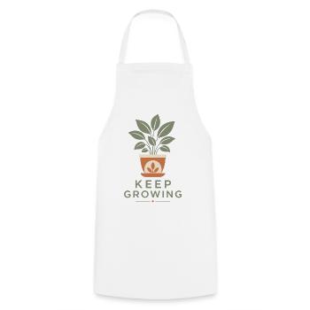 Keep Growing Pflanze Blumentopf Spruch Statement - Kochschürze - Weiß - Vorne - AI Model Male 185 dark (185cm)