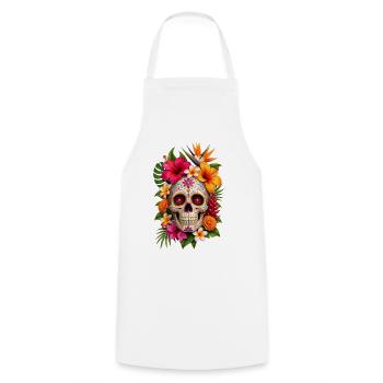 Halloween Sugar Skull Sugarskull  - Kochschürze - Weiß - Vorne - AI Model Male 185 dark (185cm)