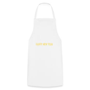 Bonne année - étoiles jaunes - Tablier de cuisine - blanc - Devant - AI Model Male 185 dark (185cm)