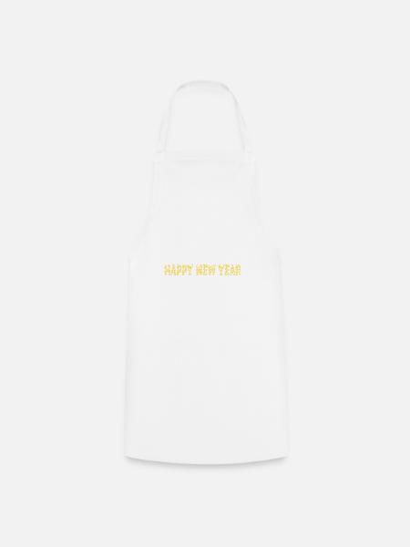 Happy New Year - stars yellow - Cooking Apron - white