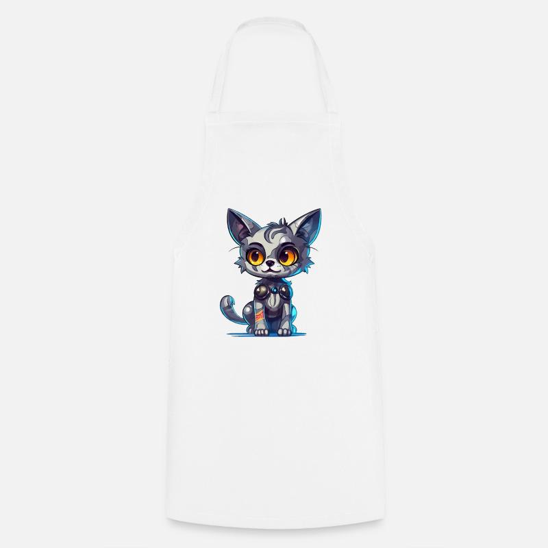 Cyborg kitten - Cooking Apron - white