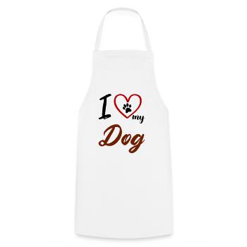 i love my dog 02 - Kochschürze - Weiß - Vorne - AI Model Male 185 dark (185cm)