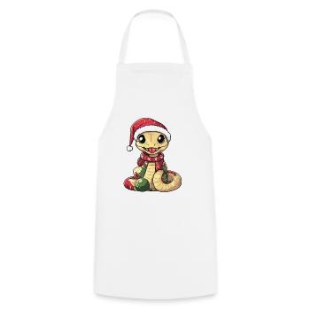 Schlange Kobra Weihnachten - Kochschürze - Weiß - Vorne - AI Model Male 185 dark (185cm)