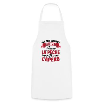 Je suis un mec simple j'aime la pêche et l'apéro - Tablier de cuisine - blanc - Devant - AI Model Male 185 dark (185cm)