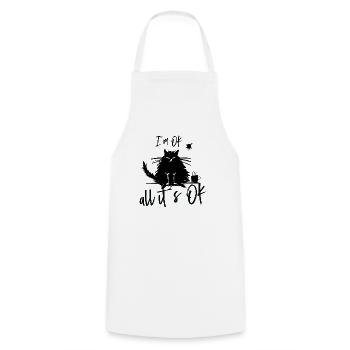 Chat drôle drôle - Tablier de cuisine - blanc - Devant - AI Model Male 185 dark (185cm)