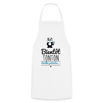 Bientôt Tonton, futur oncle - Tablier de cuisine - blanc - Devant - AI Model Male 185 dark (185cm)