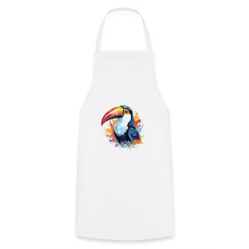 Toucan Watercolor Portrait - Cooking Apron - white - Front - AI Model Male 185 dark (185cm)