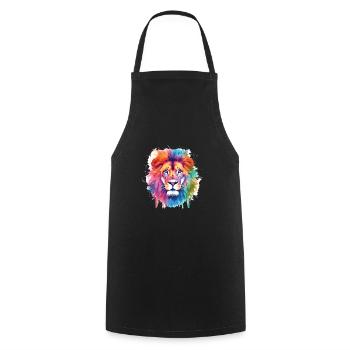 Cute lion watercolor art - Cooking Apron - black - Front - AI Model Male 185 dark (185cm)