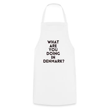 What Are You Doing in Denmark? - Cooking Apron - white - Front - AI Model Male 185 dark (185cm)