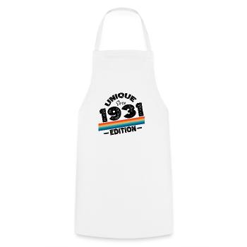 Unique Since 1931 Edition Birthday Vintage 1931 - Cooking Apron - white - Front - AI Model Male 185 dark (185cm)