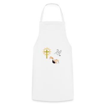 Baby baptisms with dove and cross - Cooking Apron - white - Front - AI Model Male 185 dark (185cm)